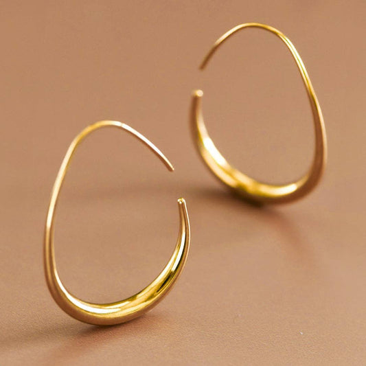 18K Gold Plated Waterproof Stainless Steel Hoop Earrings - 7377: S0OX3T7377