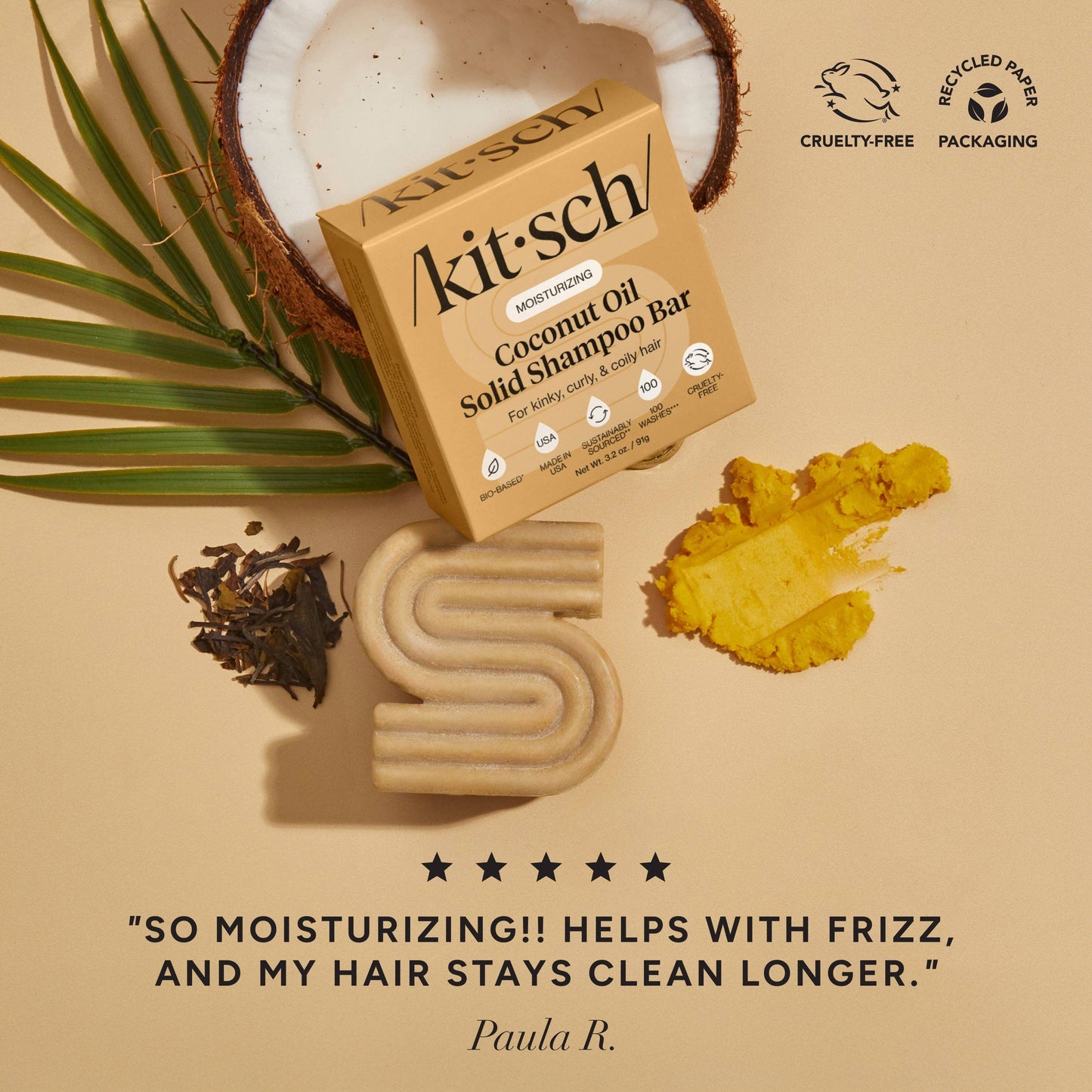 Coconut Oil Shampoo & Conditioner Bar Combo for Dry Damaged Hair