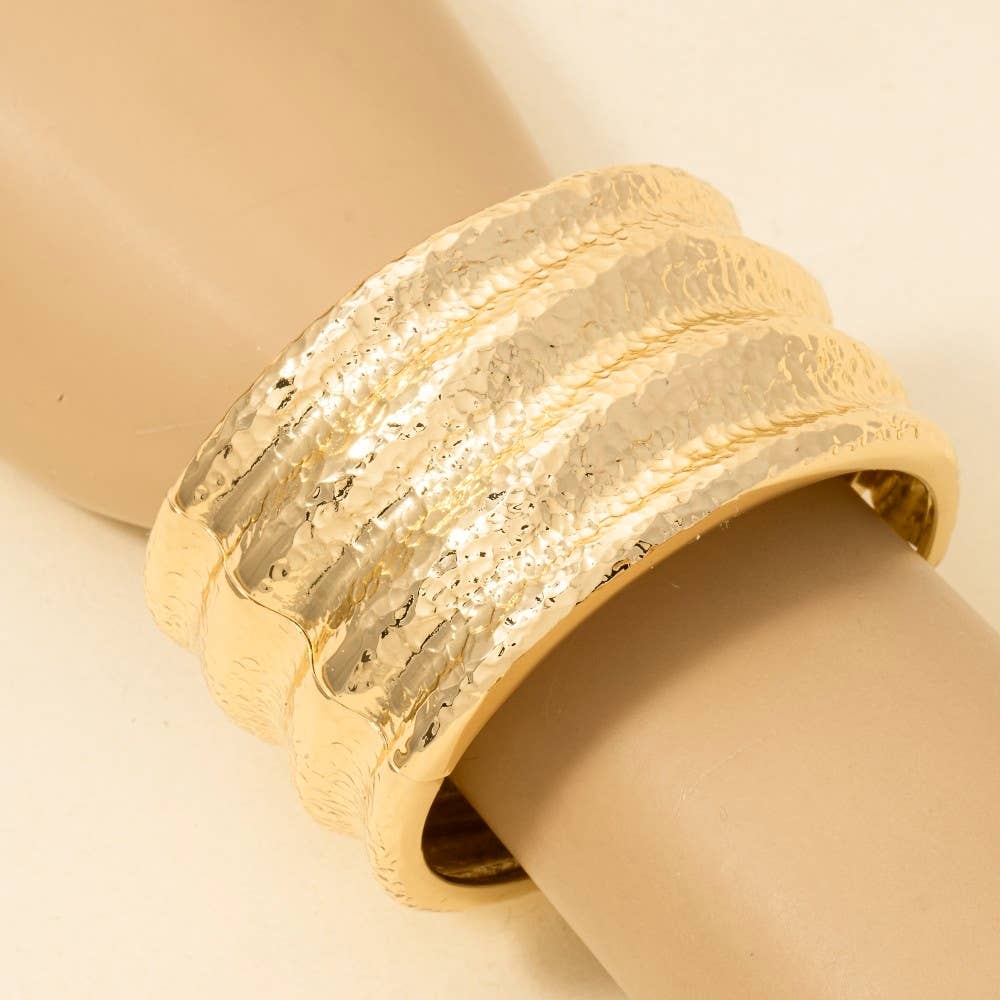 Hammered Wide Bangle Bracelet: G