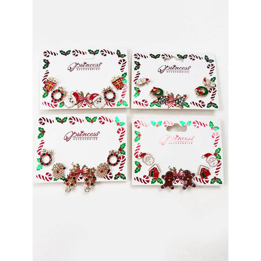 Cute Christmas Theme Sparkly Earrings: MIX COLOR / ONE(12)