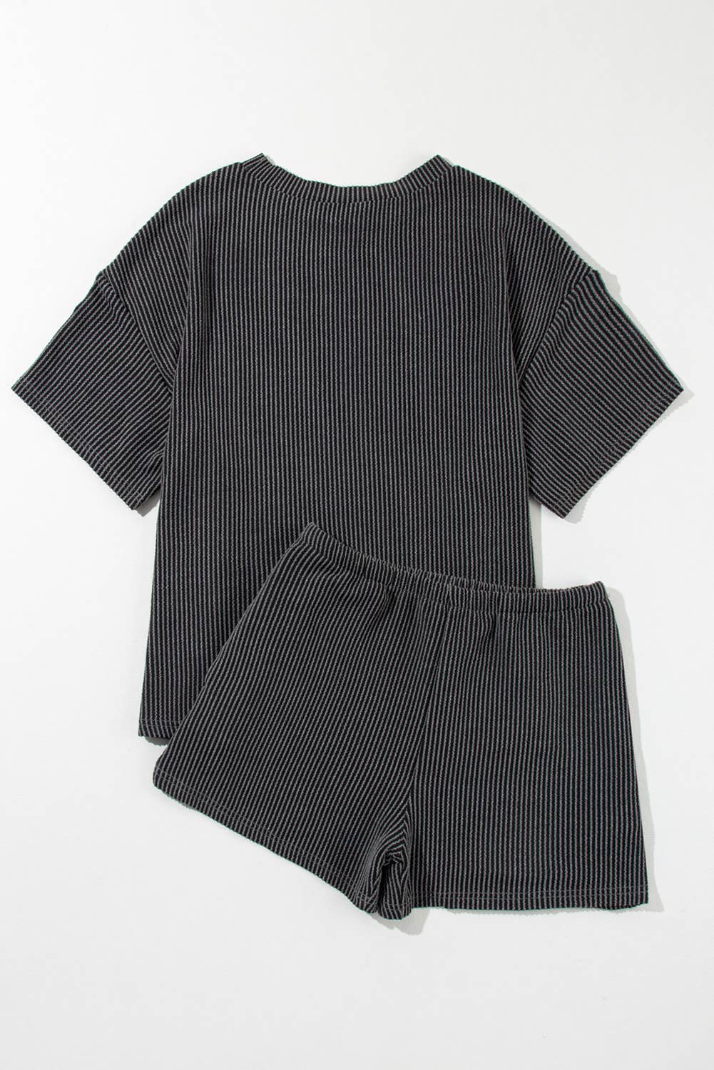 Textured Tee and Shorts Two-piece Set