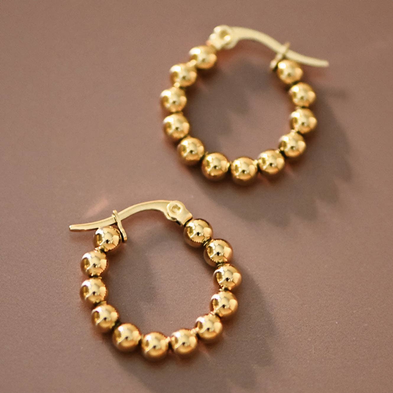 18K Gold Plated Waterproof Stainless Steel Hoop Earrings - 7538: S0OX3T7538