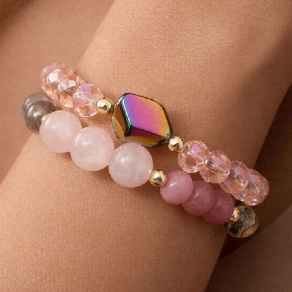 Boho Stretch Bracelet Set with Mixed Natural Stones – 8060: S0OX3T8060