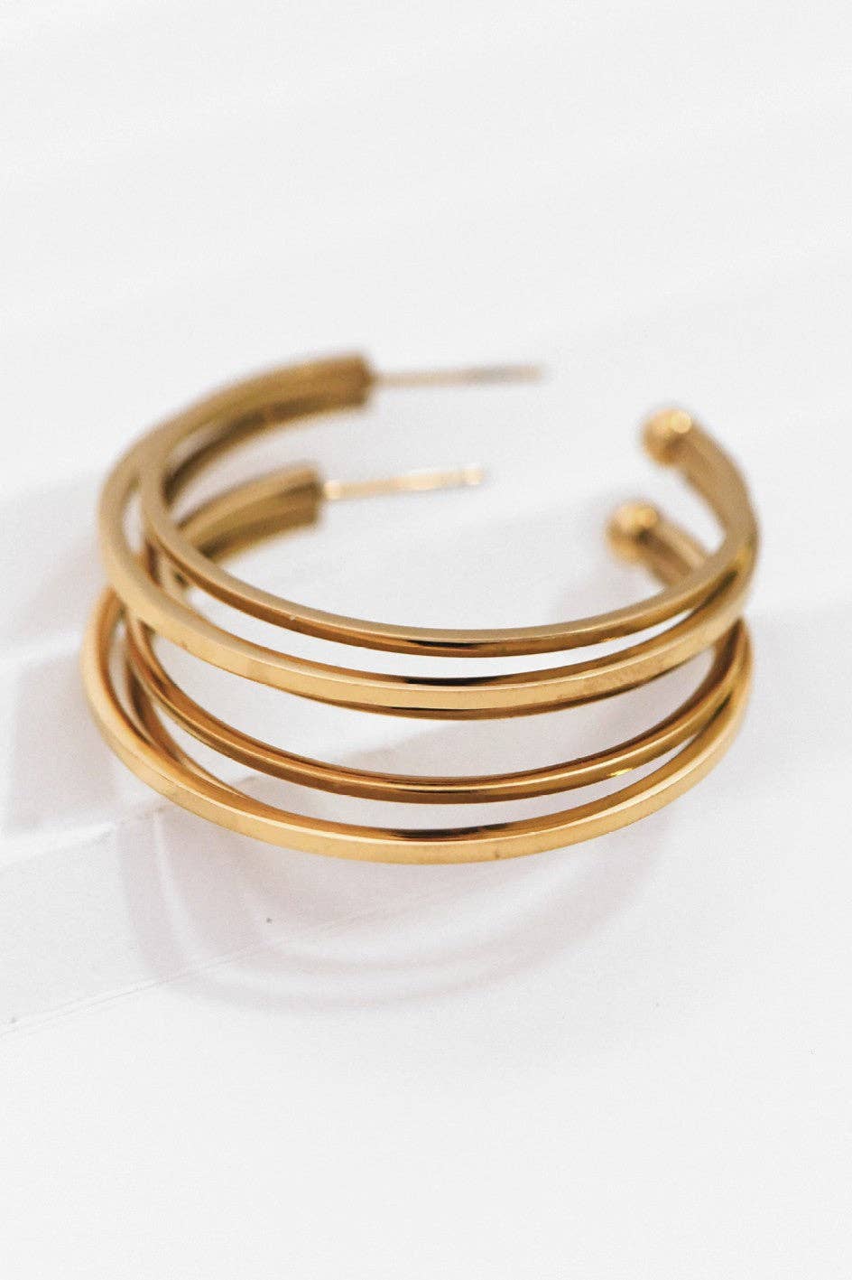 18K Gold PVD Plated Waterproof Stainless Steel Hoop Earrings - 7132: S0OX3T7132