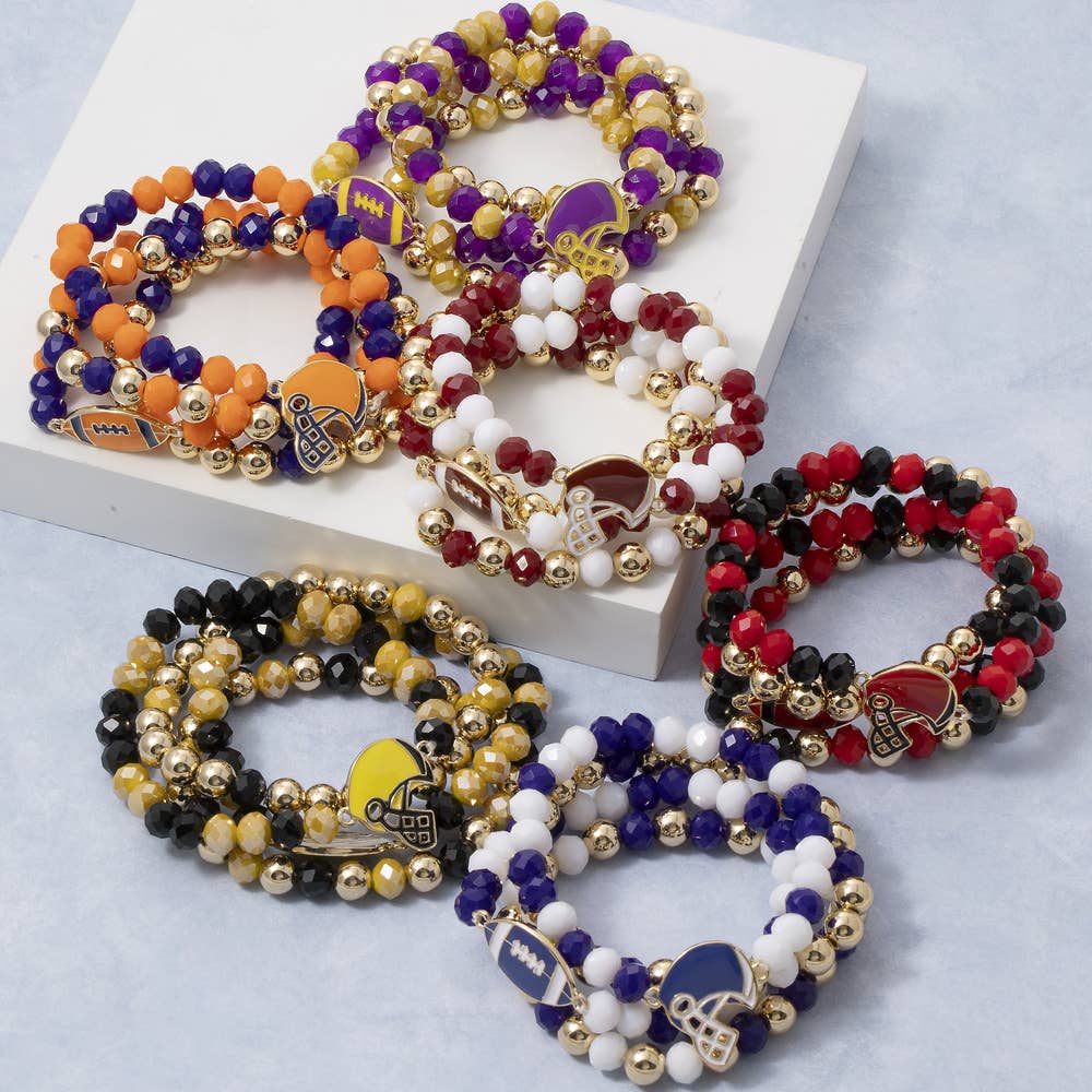 Enamel Football Charm Crystal Bead Bracelet: MUBK