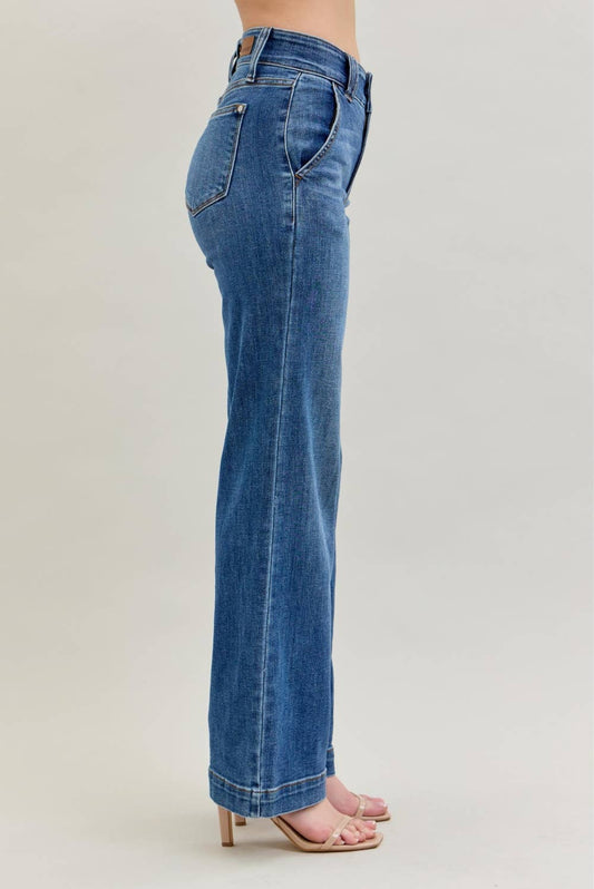 HW Double Button Wide Leg: MD