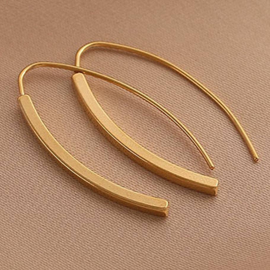 18K Gold PVD Plated Stainless Steel Threader Earrings - 7196: S0OX3T7196 Gold