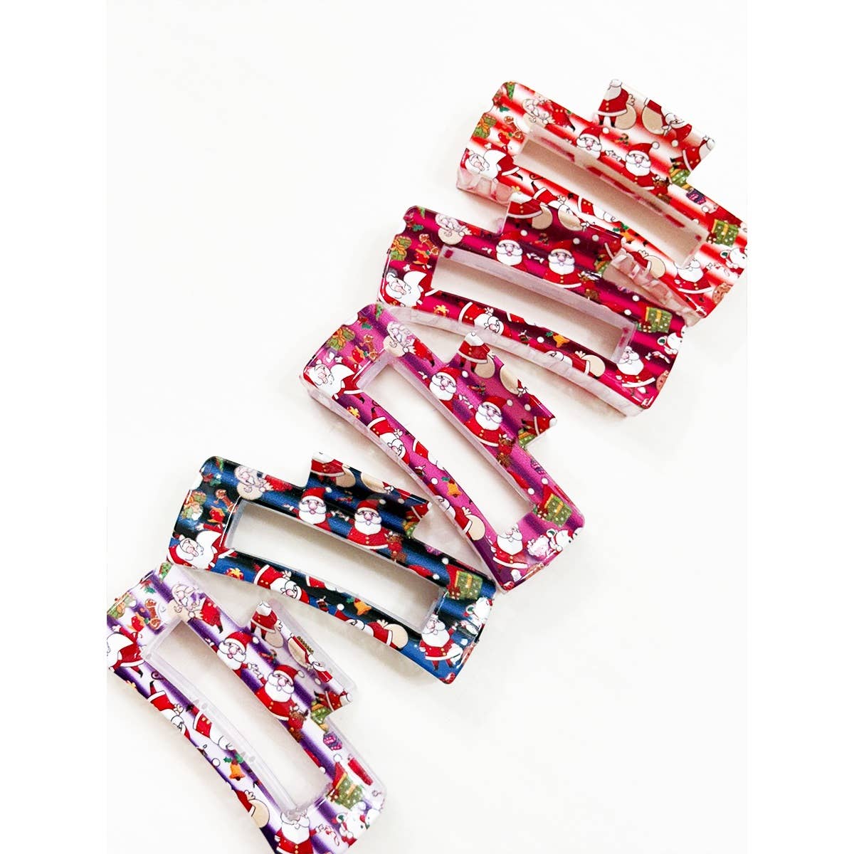 Christmas Design Cut out Rectangle Hair Claw: MIX COLOR / ONE(12)