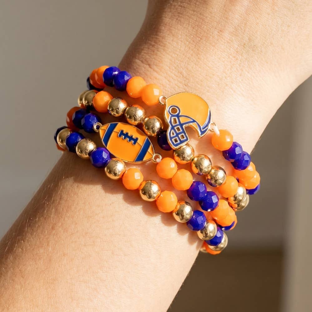 Enamel Football Charm Crystal Bead Bracelet: MUBK