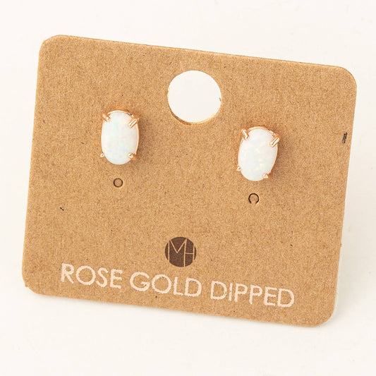Gold Dipped Opal Stone Stud Earrings: R