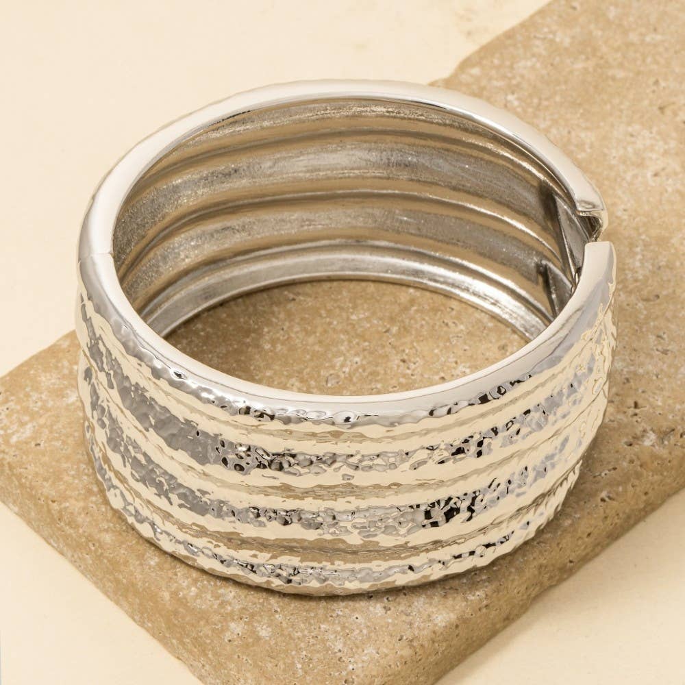 Hammered Wide Bangle Bracelet: G