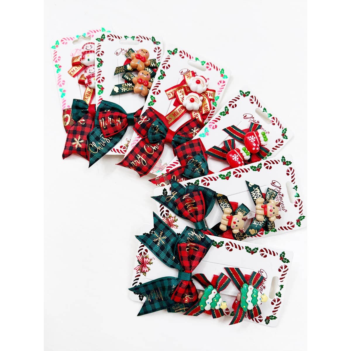 Trio Christmas Theme Bow Clips: MIX COLOR / ONE(12)