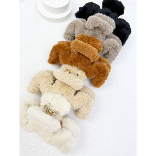 Jumbo Faux Fur Wavy Hair Claw Clips: MIX COLOR / ONE(12)