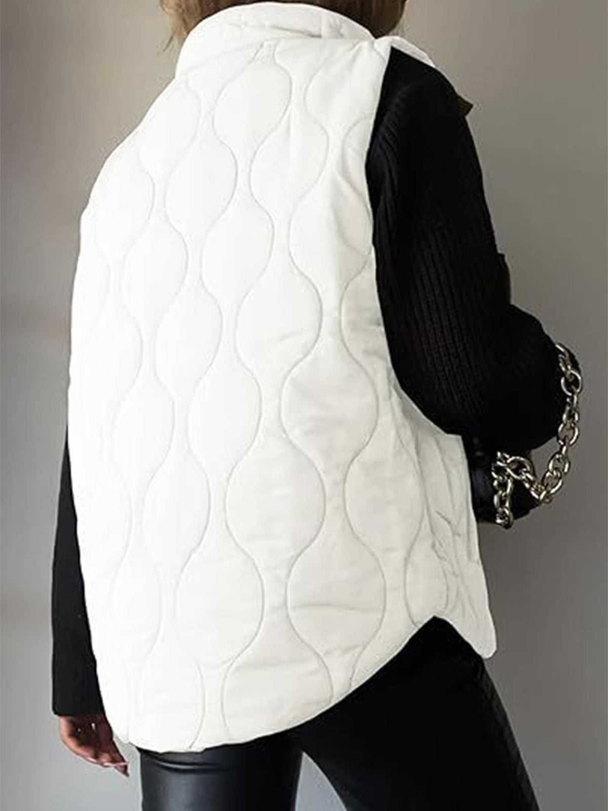 Casual Solid Color Sleeveless Cotton Vest: White