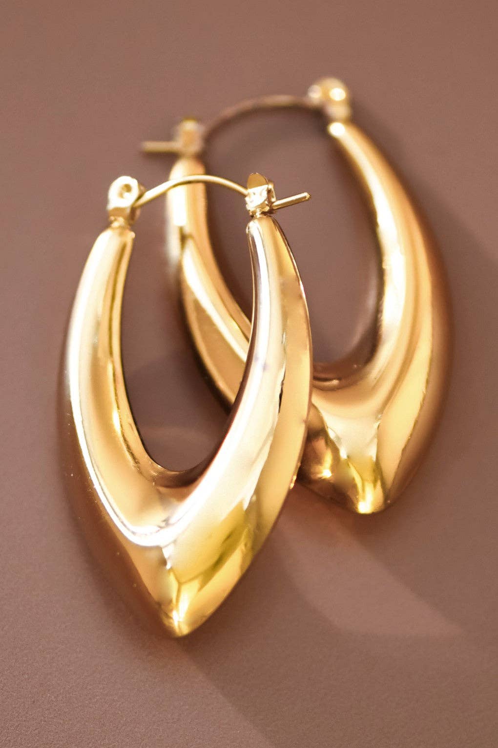 18K Gold PVD Plated Waterproof Stainless Steel Hoop Earrings - 7636: S0OX3T7636