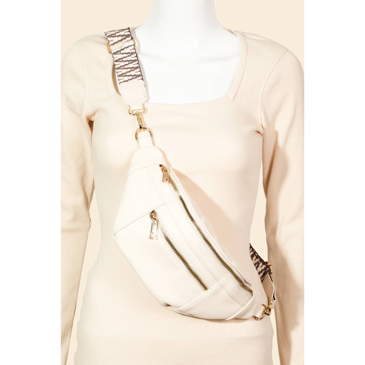 Leather Fanny Pack Bag: BK