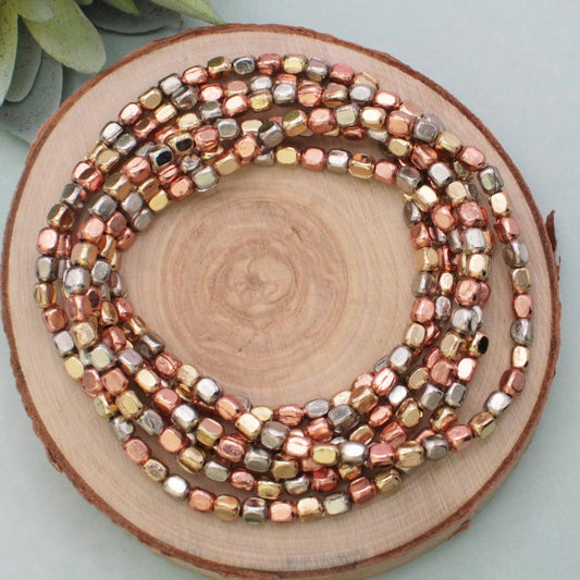Multi Metals Bead Stretch Bracelet Set