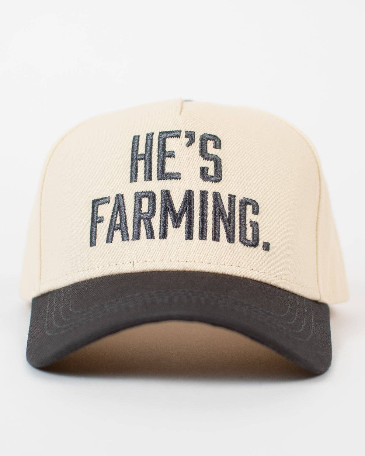 'HE'S FARMING' Embroidered Trucker Hat - Dark Grey