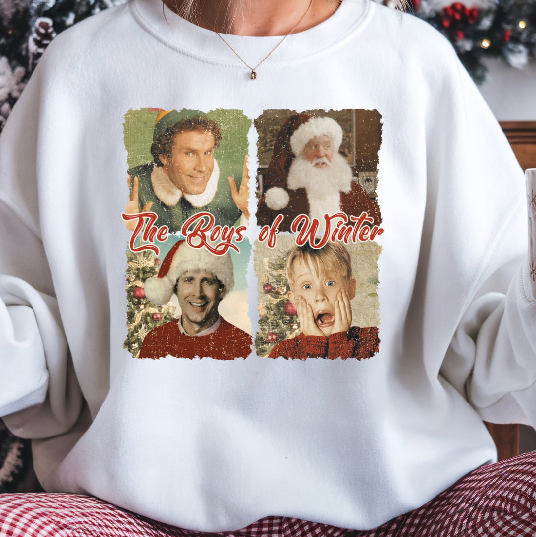 The Boys of Christmas Crewneck Sweatshirt: Red / Small