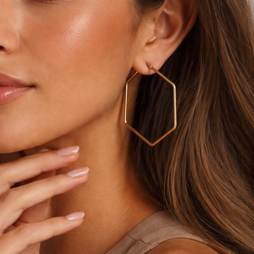 18K Gold Plated Waterproof Stainless Steel Hoop Earrings - 7151: S0OX3T7151 Gold