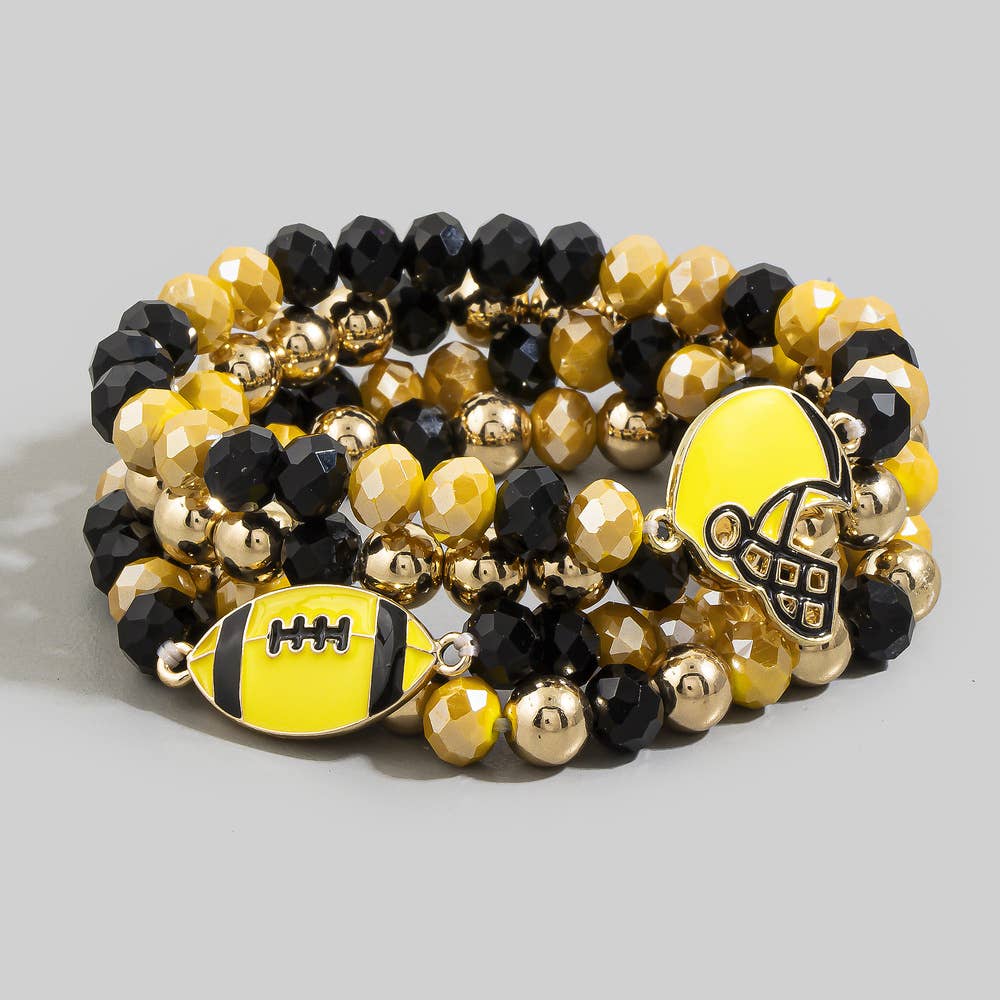 Enamel Football Charm Crystal Bead Bracelet: MUBK