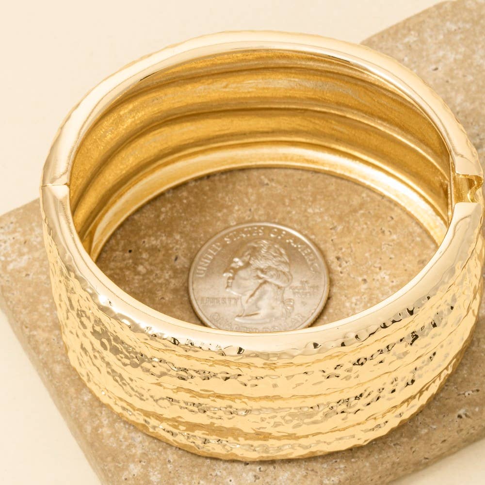 Hammered Wide Bangle Bracelet: G