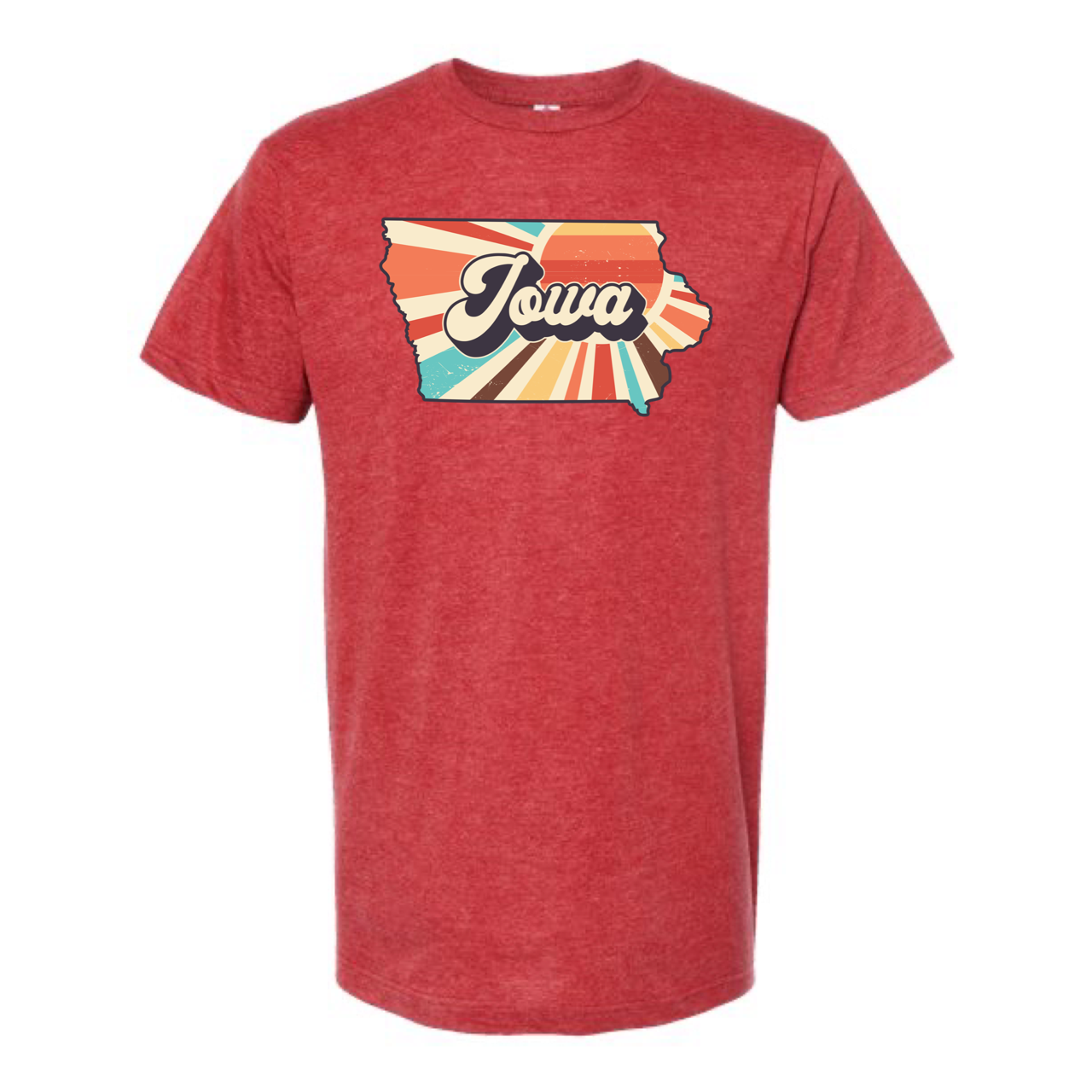 IOWA SUNSET T-SHIRT /  Multi Color Print: Heather Red