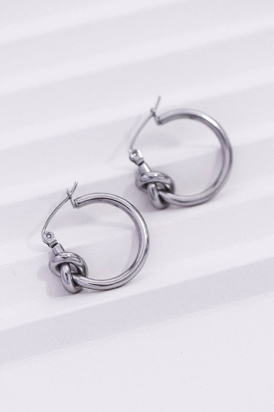 Tarnish-Resistant Waterproof Stainless Steel Hoop Earrings - 7075: S0OX3T7075 Silver