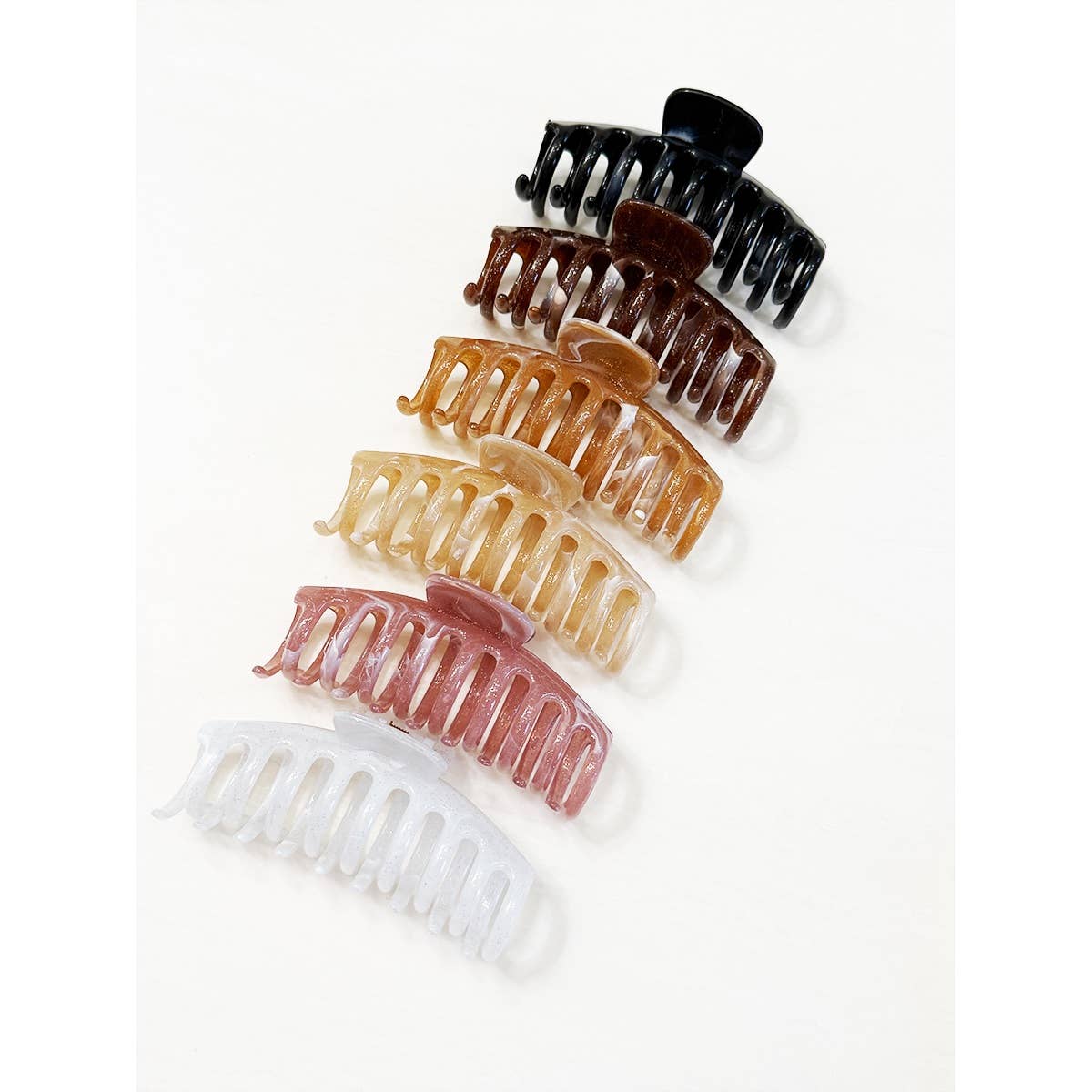 Marbled Round Comb Hair Claw Clips: MIX COLOR / ONE(12)
