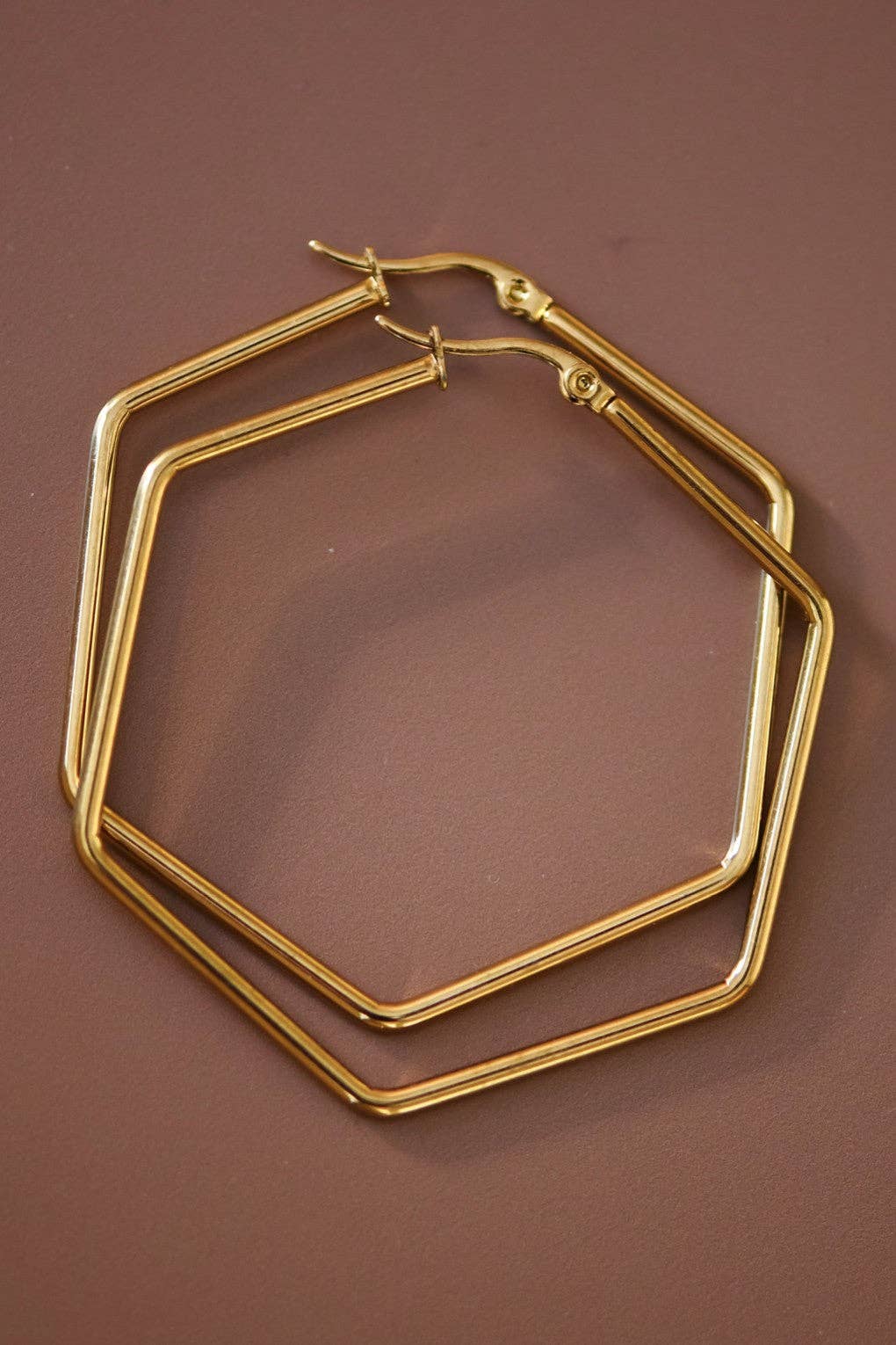 18K Gold Plated Waterproof Stainless Steel Hoop Earrings - 7151: S0OX3T7151 Gold
