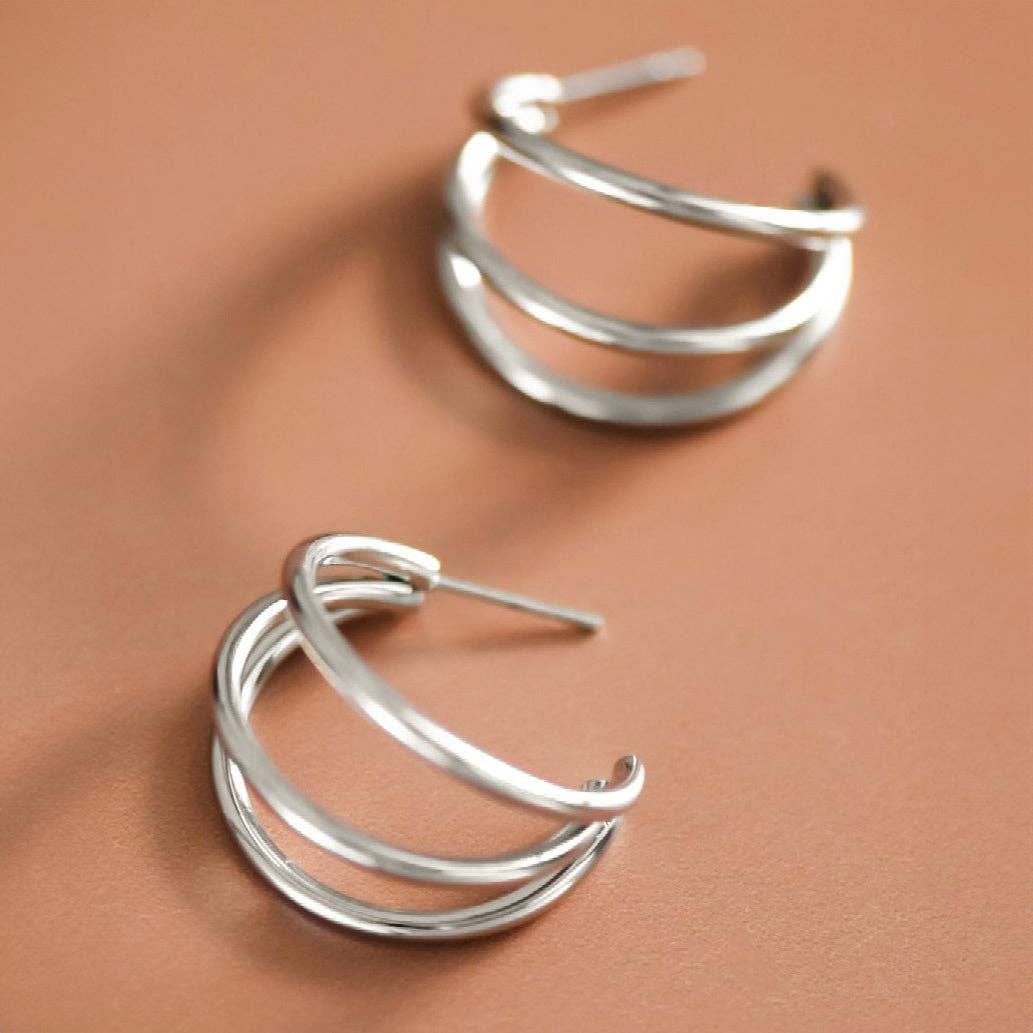 Tarnish-Resistant Waterproof Stainless Steel Hoop Earrings - 7133: S0OX3T7133 Silver