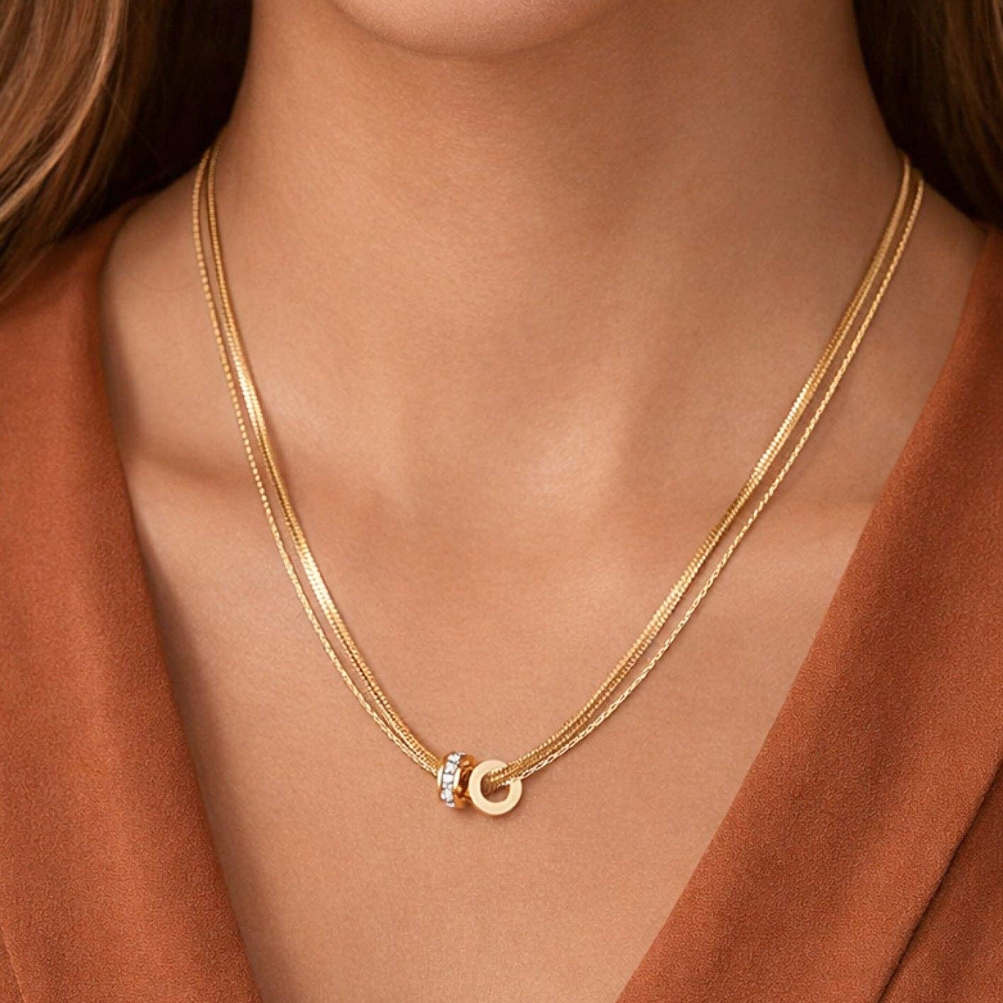 18K Gold Plated Waterproof Stainless Steel Chain Necklace - 6990: S0OX3T6990