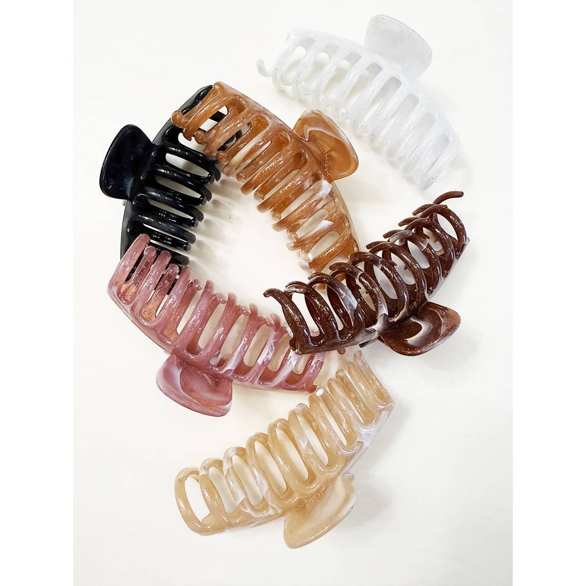 Marbled Round Comb Hair Claw Clips: MIX COLOR / ONE(12)