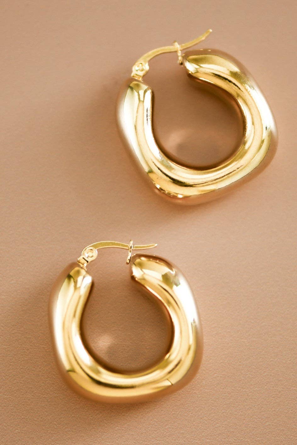 18K Gold Plated Waterproof Stainless Steel Hoop Earrings - 7367: S0OX3T7367