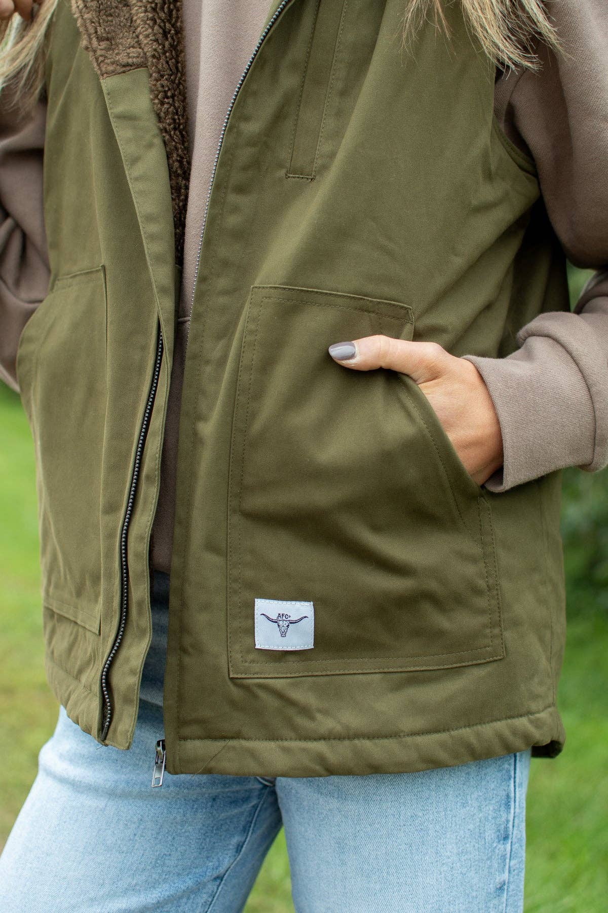 AFC Sherpa Lined Adult Vest - Forest Green: Forest Green