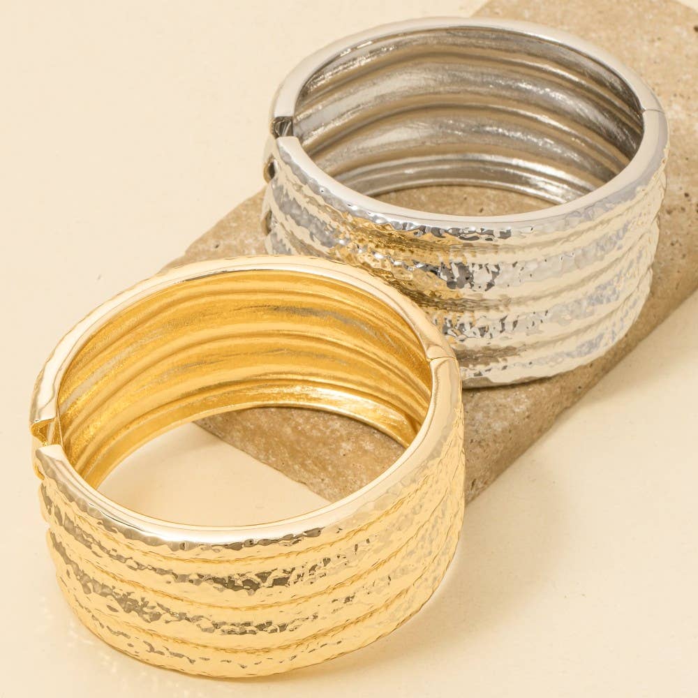 Hammered Wide Bangle Bracelet: G