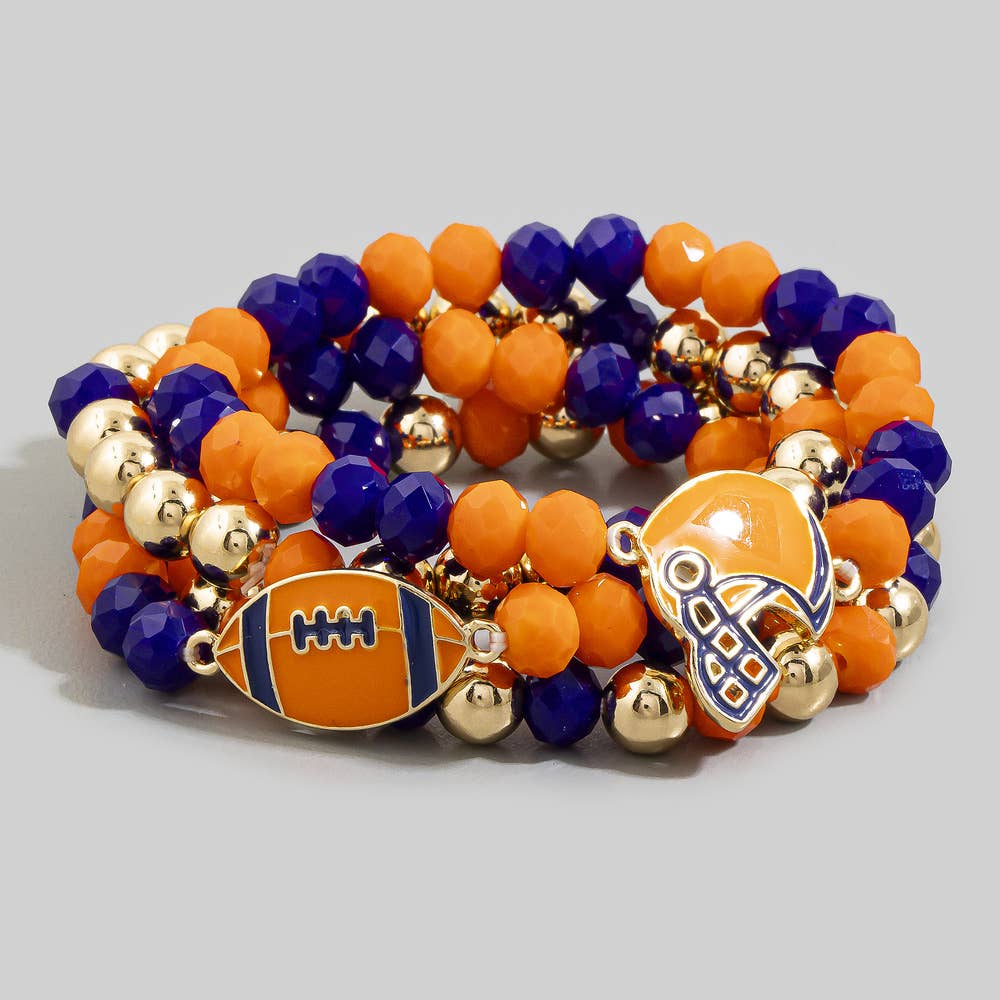 Enamel Football Charm Crystal Bead Bracelet: MUBK