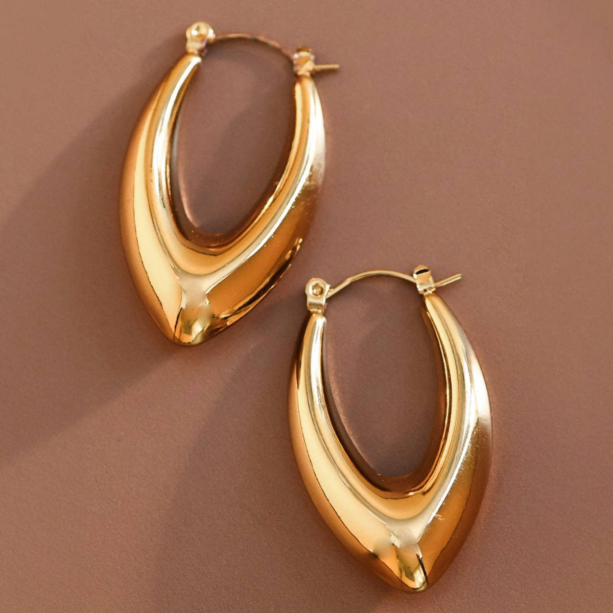 18K Gold PVD Plated Waterproof Stainless Steel Hoop Earrings - 7636: S0OX3T7636