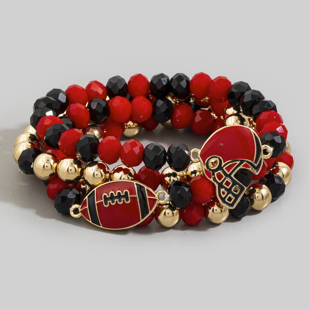 Enamel Football Charm Crystal Bead Bracelet: MUBK