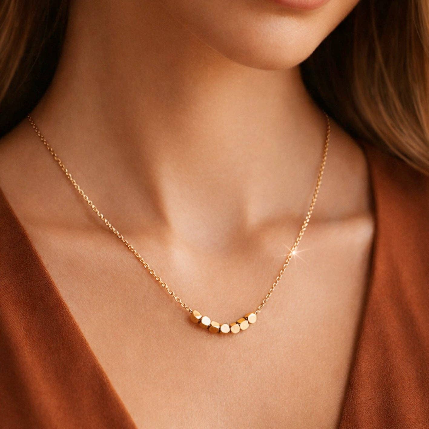18K Gold Plated Waterproof Stainless Steel Chain Necklace - 6998: S0OX3T6998
