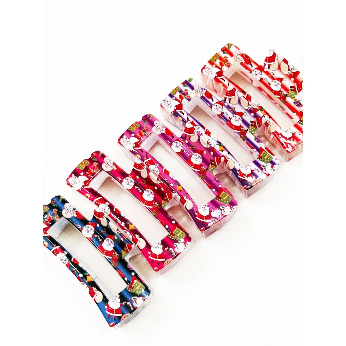 Christmas Design Cut out Rectangle Hair Claw: MIX COLOR / ONE(12)