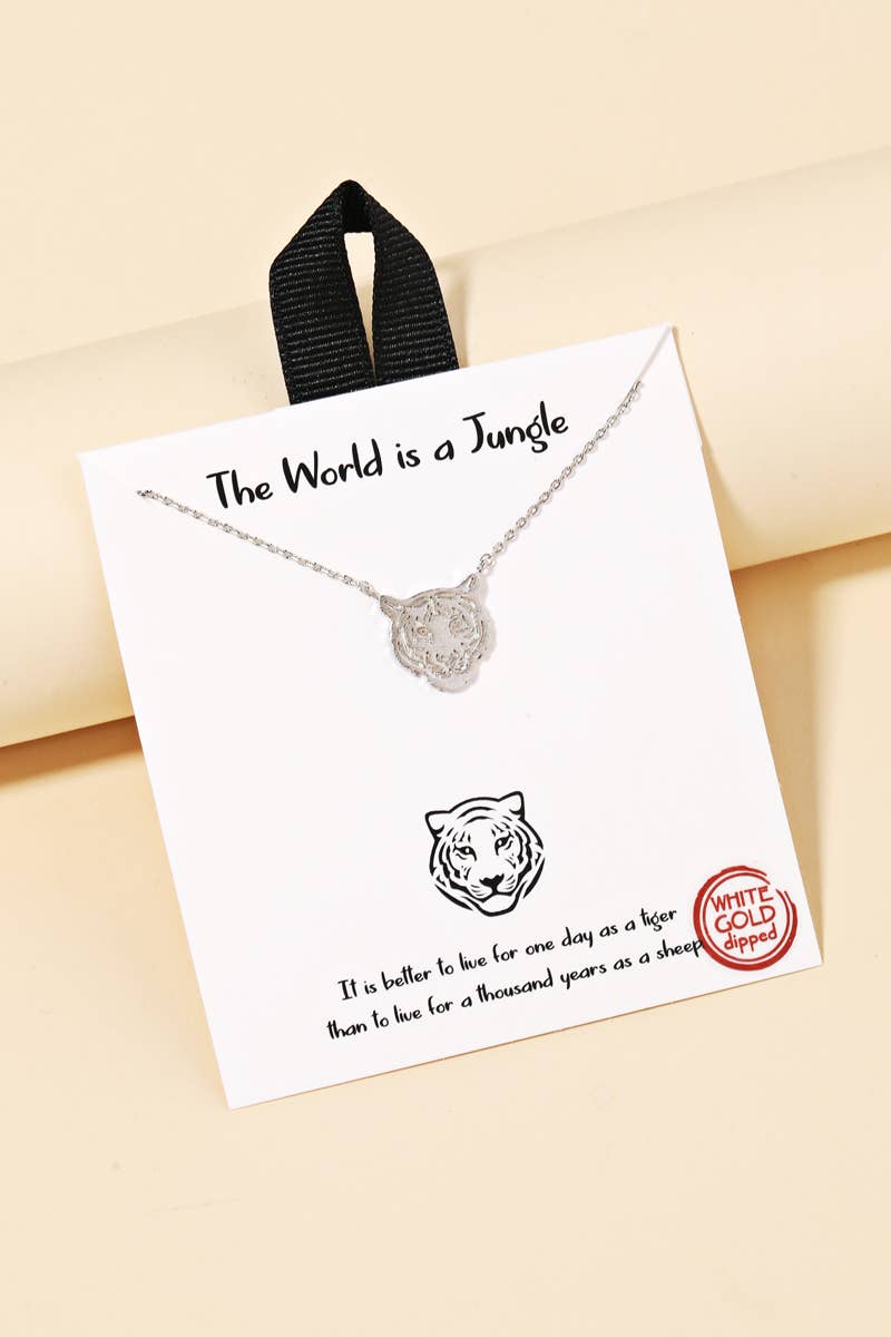 Gold Dipped Tiger Head Pendant Necklace: G