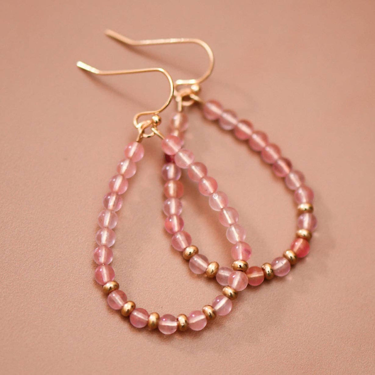 Natural Stone Beaded Teardrop Wire Earrings - 7286: S0OX3T7286
