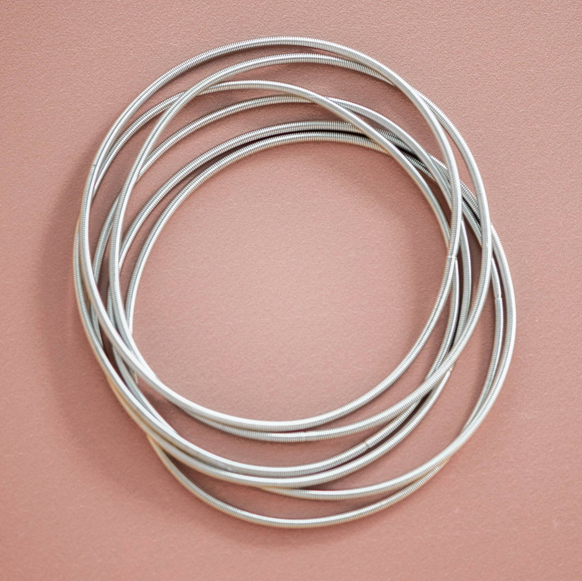 Stretchy Layered Guitar String Bracelet Set - 6015 6016 6018: S0OX3T6015 Silver