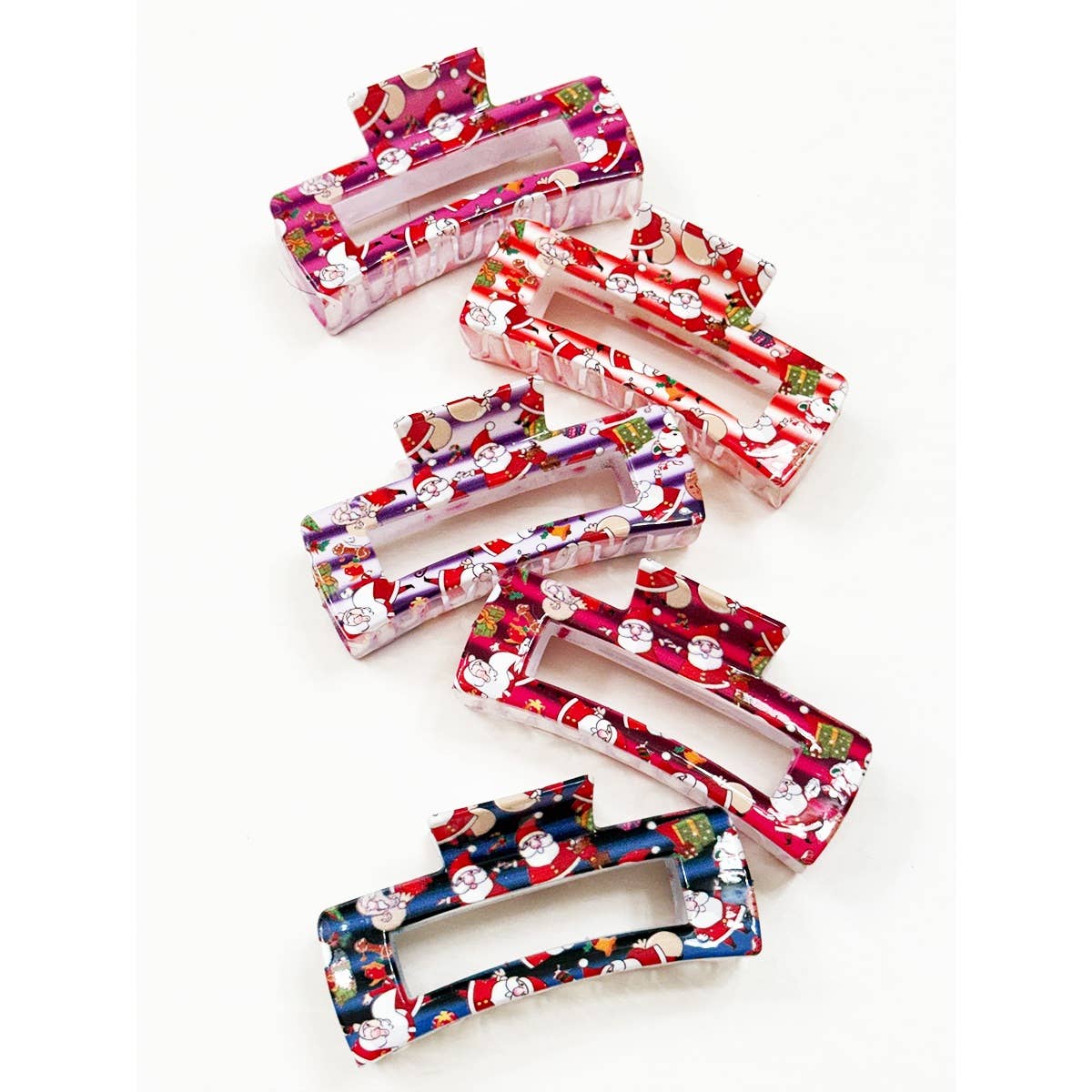 Christmas Design Cut out Rectangle Hair Claw: MIX COLOR / ONE(12)