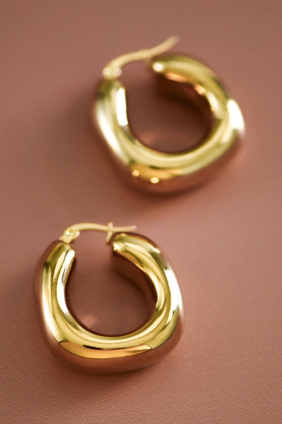 18K Gold Plated Waterproof Stainless Steel Hoop Earrings - 7367: S0OX3T7367