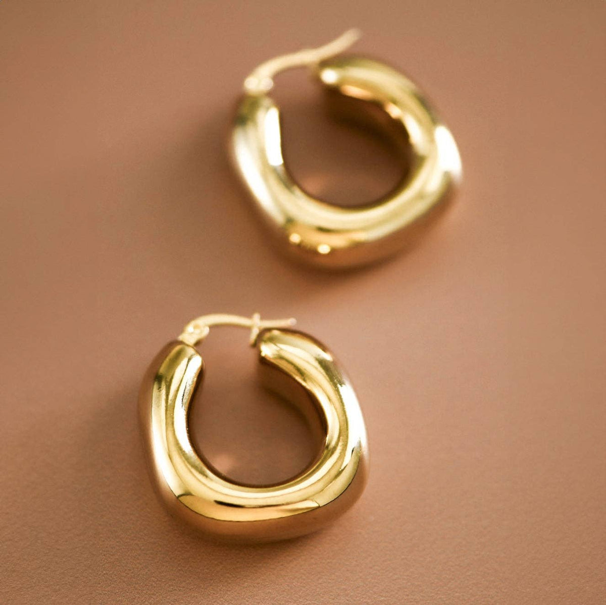 18K Gold Plated Waterproof Stainless Steel Hoop Earrings - 7367: S0OX3T7367