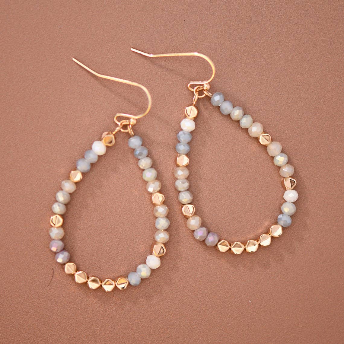 Soft Pastel Glass Crystal Beaded Teardrop Earrings – 8105: S0OX3T8105