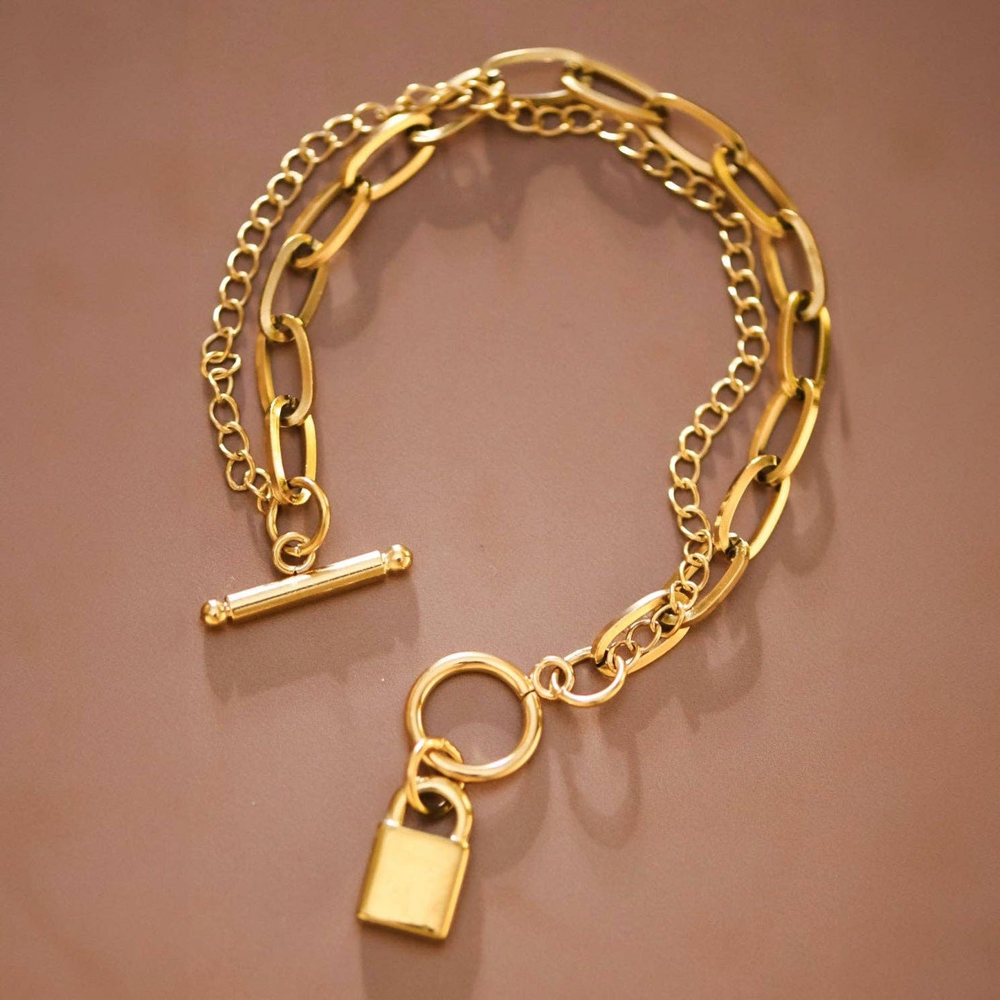 18K Gold Plated Waterproof Stainless Steel Chain Bracelet - 7560: S0OX3T7560