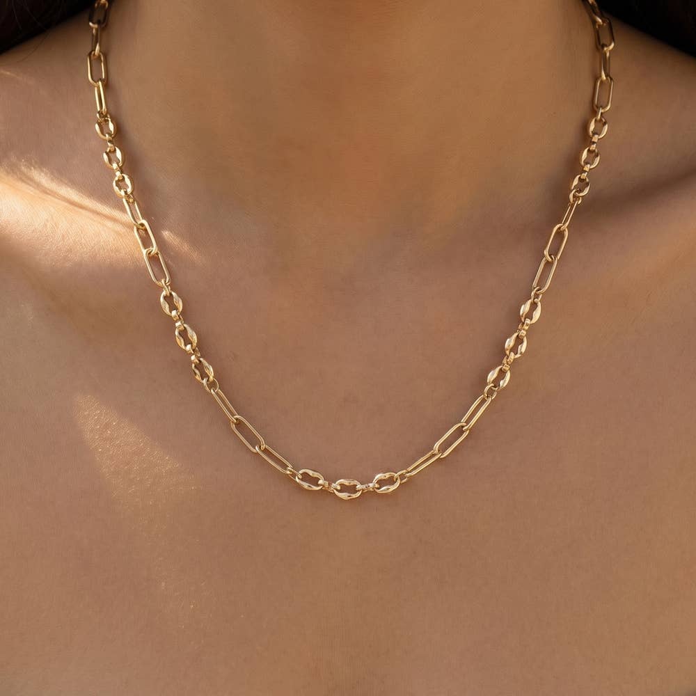 Gold Dipped Paperclip Mariner Chain Necklace: SGD